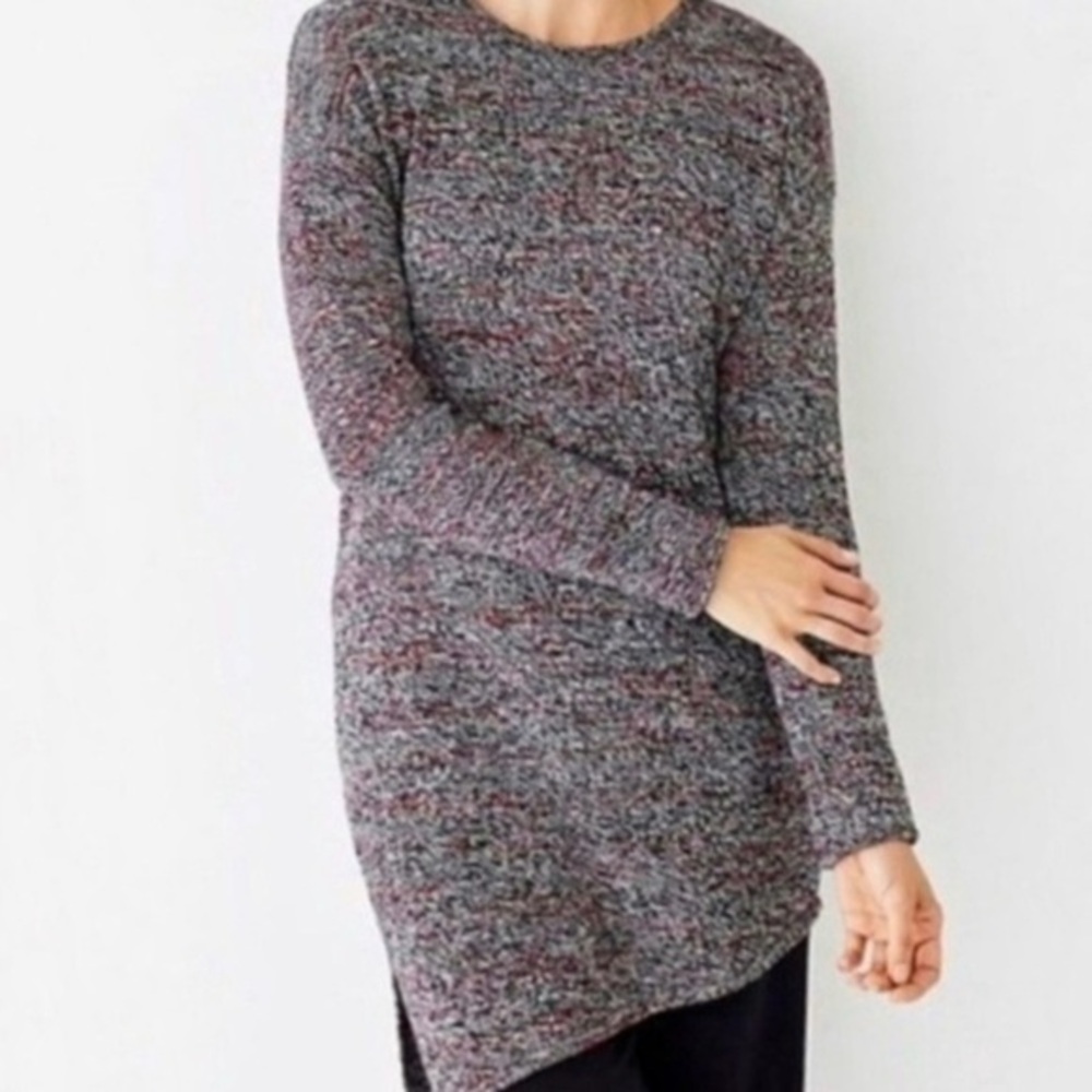 Pure Jill Marled Knit Sweater Wool Cashmere Asymmetrical